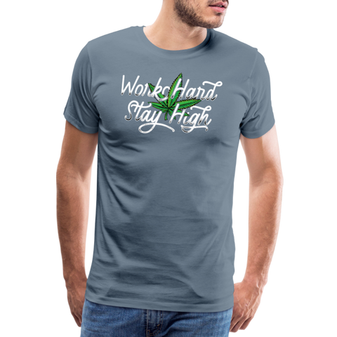 Stay High - Herren Cannabis T-Shirt - Blaugrau