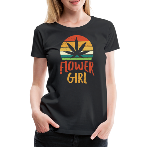 Flower Girl - Damen Cannabis T-Shirt - Schwarz