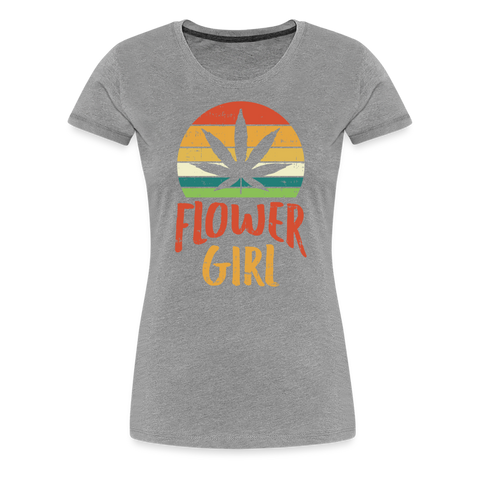 Flower Girl - Damen Cannabis T-Shirt - Grau meliert