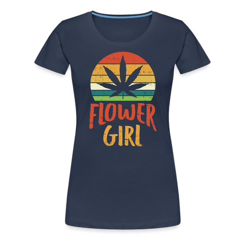 Flower Girl - Damen Cannabis T-Shirt - Navy