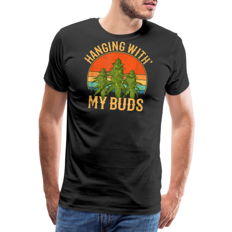 Hanging With My Buds - Herren Cannabis T-Shirt - Schwarz
