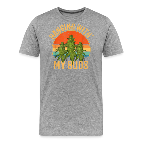 Hanging With My Buds - Herren Cannabis T-Shirt - Grau meliert