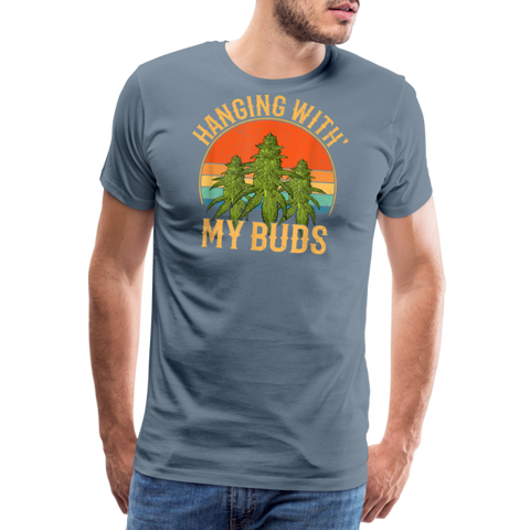 Hanging With My Buds - Herren Cannabis T-Shirt - Blaugrau