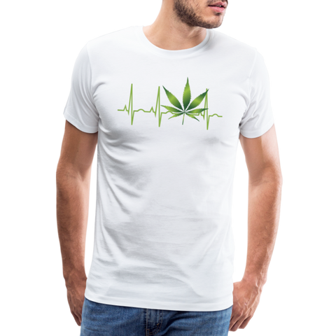 Heart Line - Herren Cannabis T-Shirt - weiß