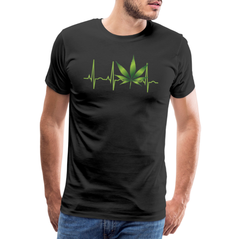 Heart Line - Herren Cannabis T-Shirt - Schwarz