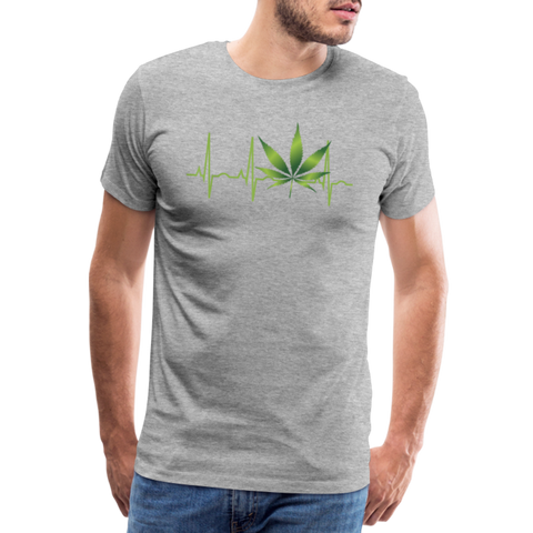 Heart Line - Herren Cannabis T-Shirt - Grau meliert