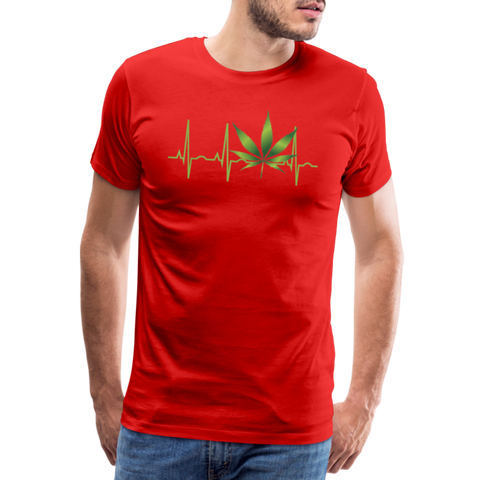 Heart Line - Herren Cannabis T-Shirt - Rot