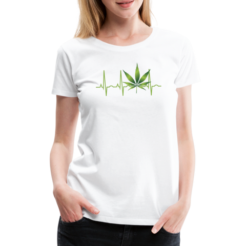Heart Line - Damen Cannabis T-Shirt - weiß