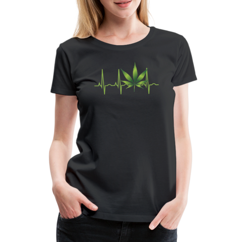 Heart Line - Damen Cannabis T-Shirt - Schwarz