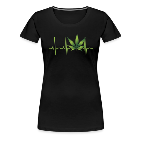 Heart Line - Damen Cannabis T-Shirt - Schwarz
