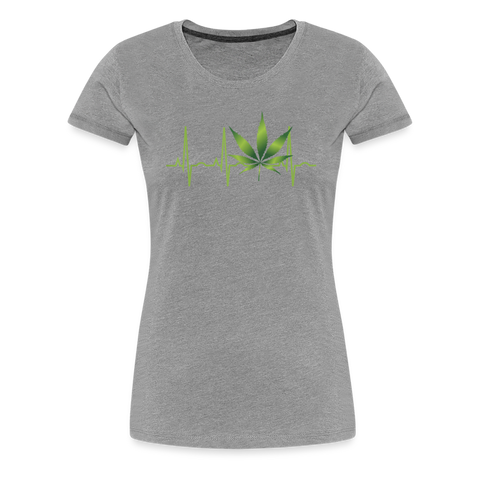 Heart Line - Damen Cannabis T-Shirt - Grau meliert