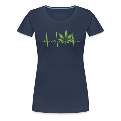 Heart Line - Damen Cannabis T-Shirt - Navy