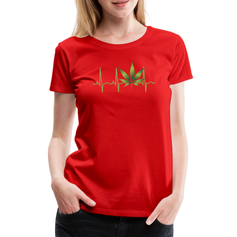 Heart Line - Damen Cannabis T-Shirt - Rot