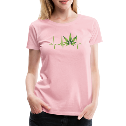Heart Line - Damen Cannabis T-Shirt - Hellrosa