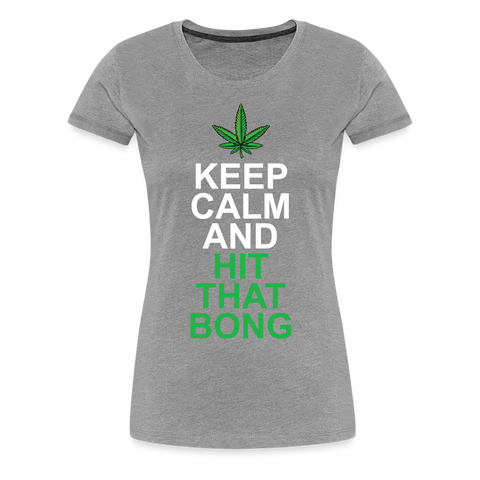 Hit The Bong - Damen Cannabis T-Shirt - Grau meliert