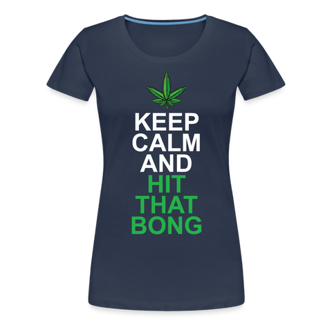 Hit The Bong - Damen Cannabis T-Shirt - Navy