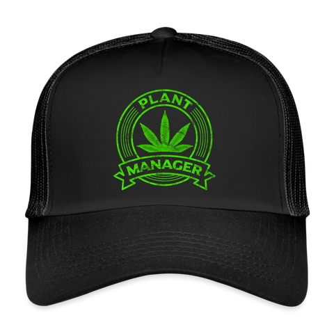 Plant Manager - Trucker Cannabis Cap - Schwarz/Schwarz