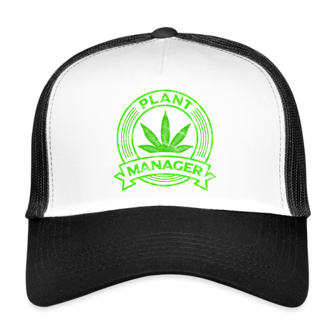 Plant Manager - Trucker Cannabis Cap - Weiß/Schwarz