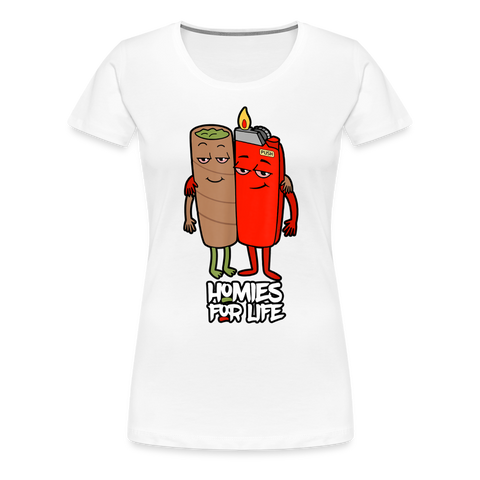 Homie's For Life - Damen Cannabis T-Shirt - weiß