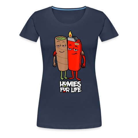 Homie's For Life - Damen Cannabis T-Shirt - Navy