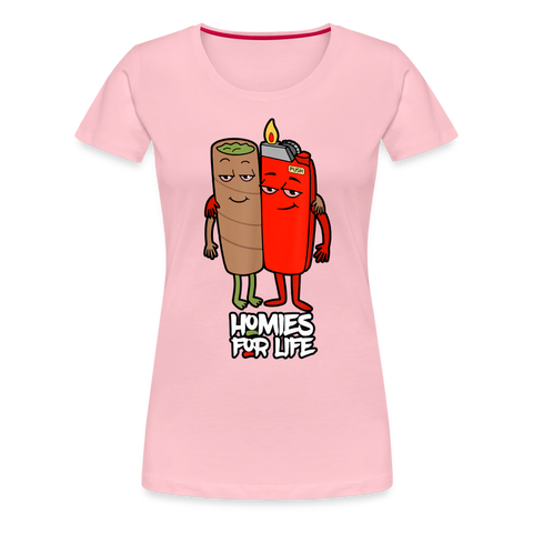 Homie's For Life - Damen Cannabis T-Shirt - Hellrosa