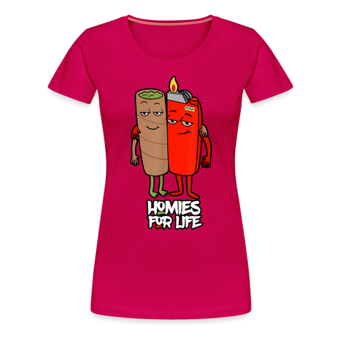 Homie's For Life - Damen Cannabis T-Shirt - dunkles Pink