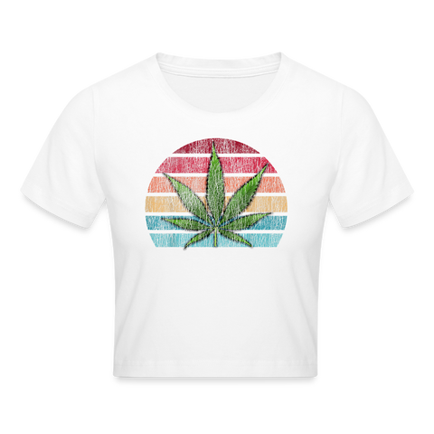 Leafly - Damen Cannabis Crop Top - weiß