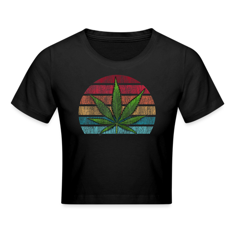Leafly - Damen Cannabis Crop Top - Schwarz