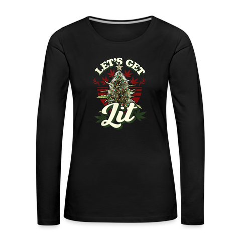 Let' Get Lit - Damen Cannabis Sweater - Schwarz