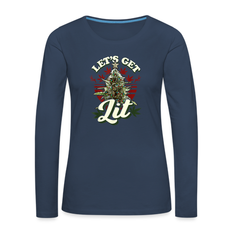 Let' Get Lit - Damen Cannabis Sweater - Navy