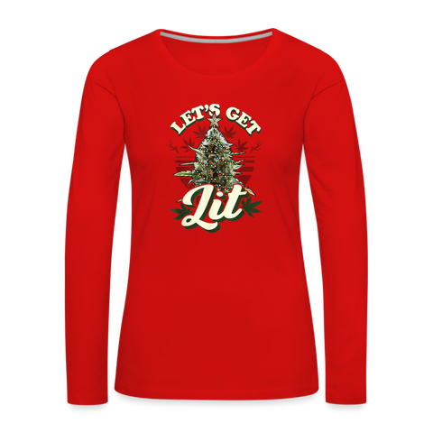 Let' Get Lit - Damen Cannabis Sweater - Rot