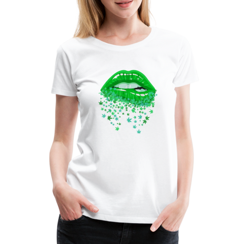 Weed Kiss - Damen Cannabis T-Shirt - weiß