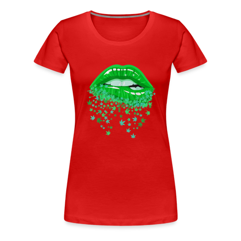 Weed Kiss - Damen Cannabis T-Shirt - Rot