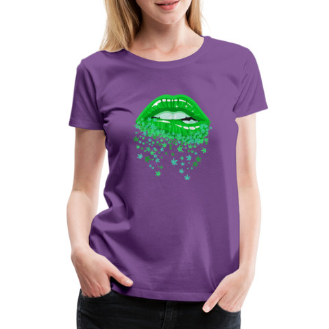 Weed Kiss - Damen Cannabis T-Shirt - Lila