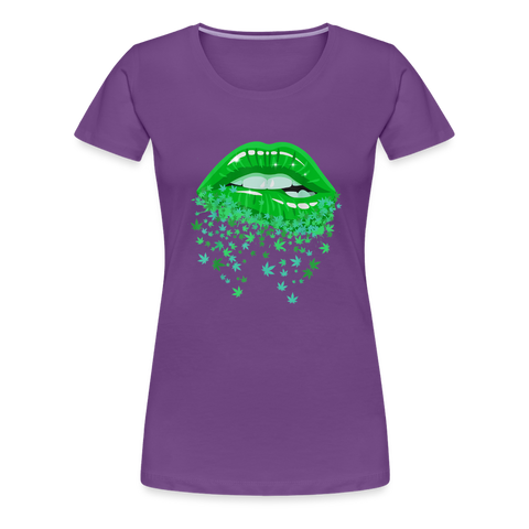 Weed Kiss - Damen Cannabis T-Shirt - Lila