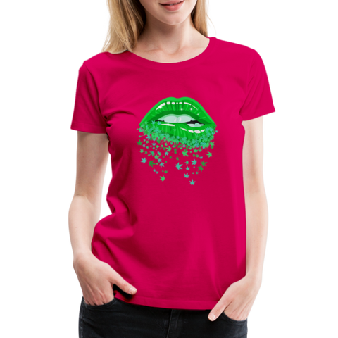 Weed Kiss - Damen Cannabis T-Shirt - dunkles Pink