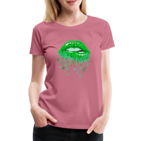 Weed Kiss - Damen Cannabis T-Shirt - Malve