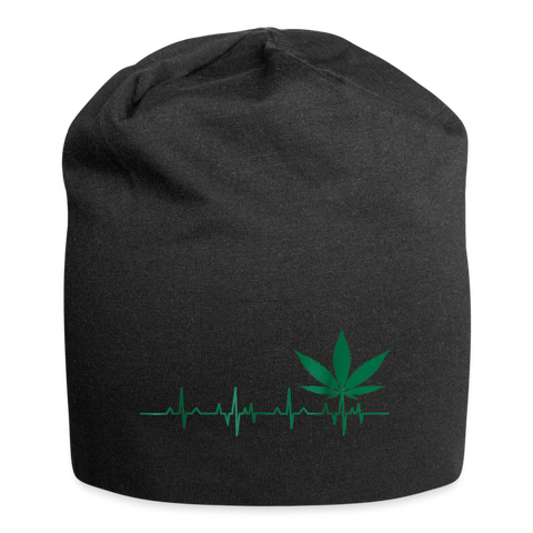 Heart Line - Cannabis Jersey Beanie - Schwarz