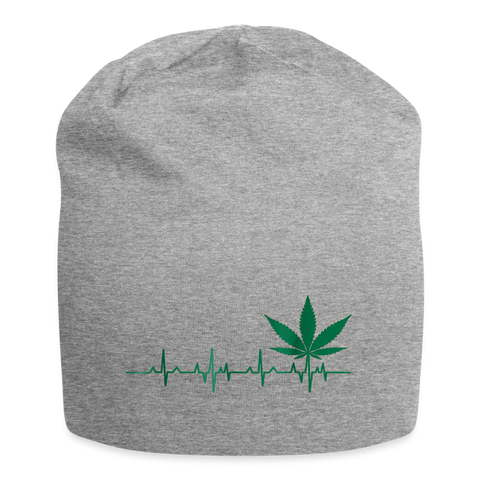 Heart Line - Cannabis Jersey Beanie - Grau meliert