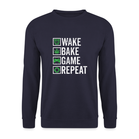 Wake Bake - Herren Cannabis Sweater - Navy
