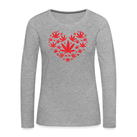 Weed Heart - Damen Cannabis Sweater - Grau meliert