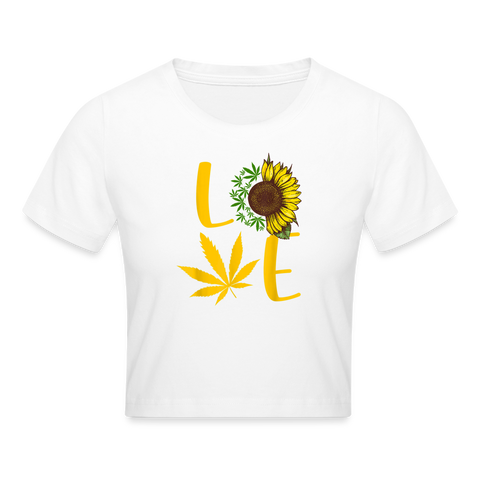 Love - Damen Cannabis Crop Top - weiß