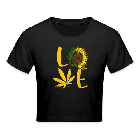 Love - Damen Cannabis Crop Top - Schwarz