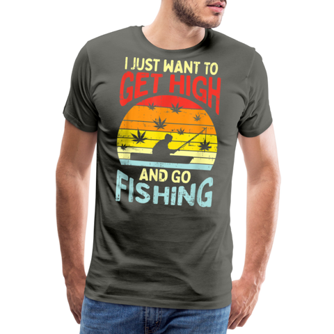 Get High Go Fishing - Herren Cannabis T-Shirt - Asphalt