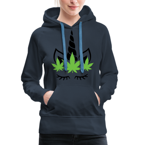 Weed Unicorn - Damen Cannabis Hoodie - Navy