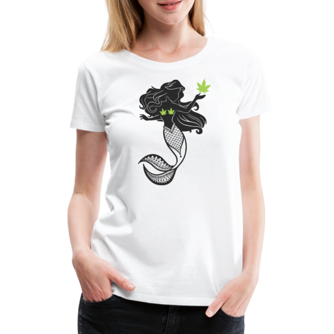 Weed Mermaid - Damen Cannabis T-Shirt - weiß