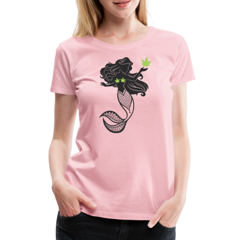 Weed Mermaid - Damen Cannabis T-Shirt - Hellrosa