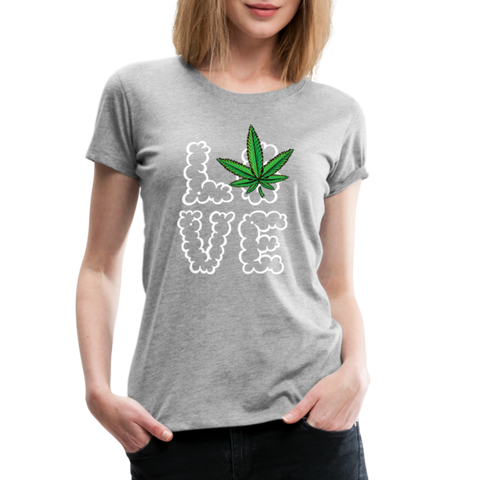 Love Hanf - Damen Cannabis T-Shirt - Grau meliert