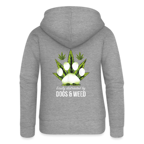 Dogs & Weed - Damen Cannabis Kapuzenjacke - Grau meliert