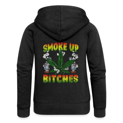 Smoke Up Bitches - Damen Cannabis Kapuzenjacke - Schwarz